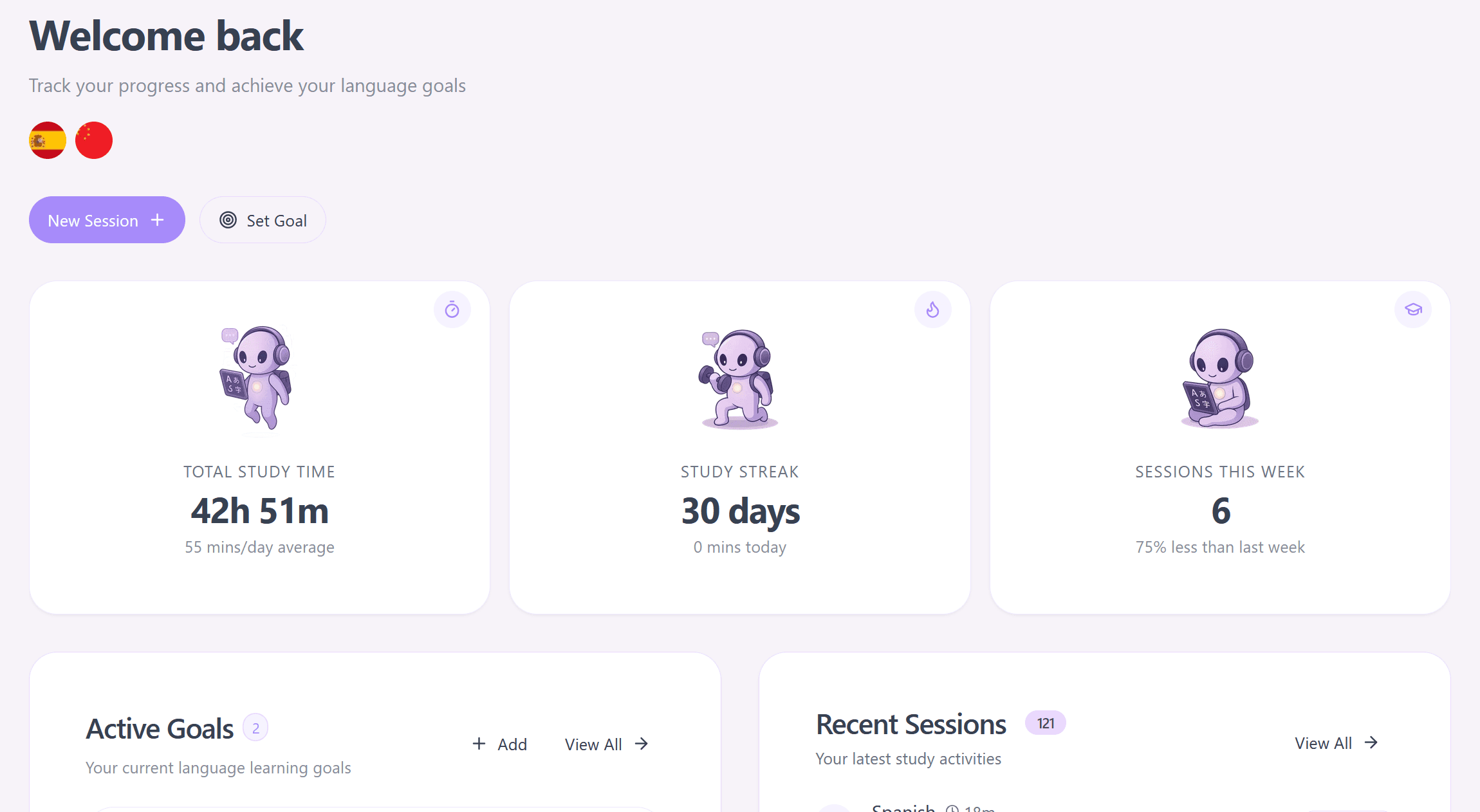 LinguaTrackr Dashboard